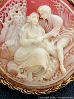 Front close-up of cameo carving showing couple