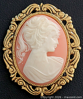 front view of cameo brooch
