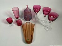 Group view of all eight glass items