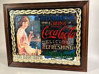 Framed Coca-Cola advertising mirror front view
