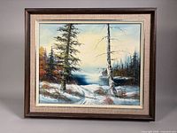 Full view of framed oil painting