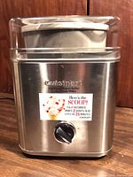 Front view of Cuisinart stainless steel ice cream maker