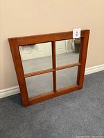 Full view of wooden 4-pane mirror