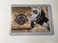 Front view of Upper Deck Alexander Ovechkin draft card in sleeve