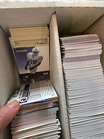 Top view of two-row box showing stacks of cards