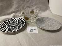 Overview of salad bowl and two plates