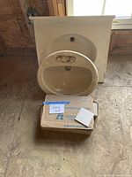 Vanity top, drop-in sink, boxed tile on floor