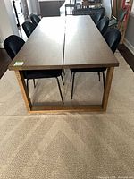 Full top view of dining table with chairs around it (chairs not included)