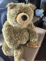 Front view of light brown teddy bear sitting upright