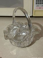 Front view of clear Quintec pattern glass basket