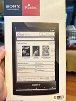 Front of Sony Reader PRS-T1 box showing device image
