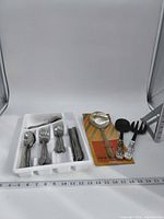 Flatware tray with utensils and separate serving pieces overview