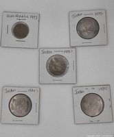 Obverse of all five coins in flips