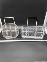 Both trays side by side above ruler for scale