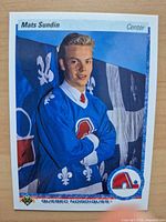 Front of 1990-91 Upper Deck Mats Sundin rookie card