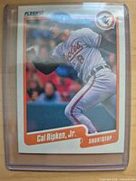Front of 1990 Fleer Cal Ripken Jr. #187 card in plastic sleeve