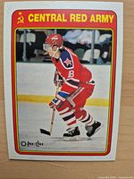 Front of 1990 O-Pee-Chee Sergei Fedorov card shows player image and team name