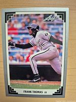Front of 1991 Leaf Frank Thomas #281 card displaying image, borders, condition