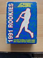 Top view showing Score logo, 1991 Rookies title, contents note