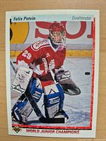 Front of Felix Potvin card displaying imagery, card number area, and Upper Deck logo