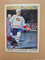 Front of 1992 O-Pee-Chee Premier John LeClair #105 card