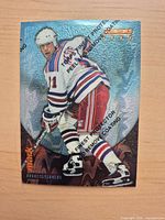 Front of Bowman’s Best Mark Messier trading card with protective film