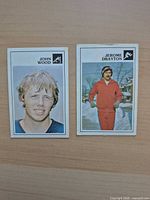 Fronts of both CBC Olympic trading cards: John Wood portrait left, Jerome Drayton jogging image right