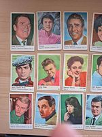 Group of nine Serie G celebrity cards showing portraits and printed captions