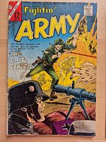 Cover of Fightin' Army comic showing title, artwork, 12¢ price