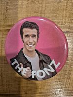 Close-up of first The Fonz button, clear image