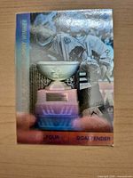 Front view of Upper Deck Ed Belfour holographic Trophy Winner hockey card