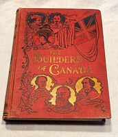 Front cover showing title, portraits, red cloth binding