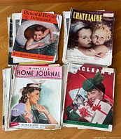 Stacks of four titles of vintage Canadian magazines showing cover art