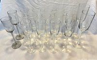 Full group of 24 straight-sided stemmed cordial glasses