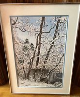 Framed pastel landscape showing full artwork with mat and frame