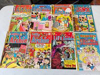 Group shot of all eight comics arranged in two rows