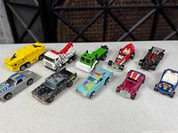 All ten Hot Wheels cars displayed
