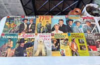 All eleven comics laid out in two rows