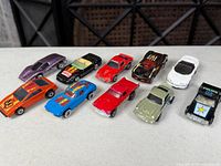 All ten Hot Wheels cars grouped