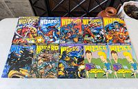 Full lot of ten Wizard magazines in two rows