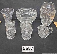 Group shot of six Waterford cut-crystal pieces