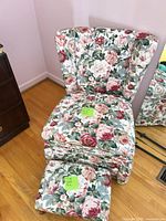 Chair and ottoman showing overall pattern and condition