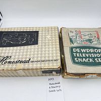 Two Federal Glass boxed snack sets, Homestead and Dewdrop