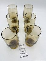 Six Libbey tawny accent glasses grouped