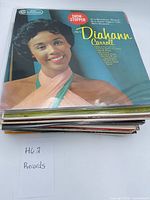Stack of LPs top album Show Stopper by Diahann Carroll