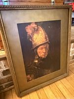 Full view of framed lithograph showing artwork and frame