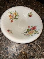 Top view of floral semi-porcelain wash bowl interior