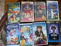 All eight VHS tapes arranged for overview