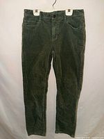 Full front view of Vineyard Vines army green corduroy pants