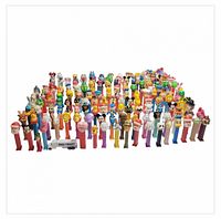 Full lot overview showing entire group of PEZ dispensers in rows